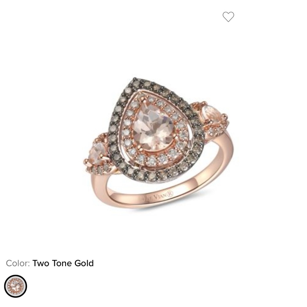 Levian Rose and White Gold Teardrop Ring